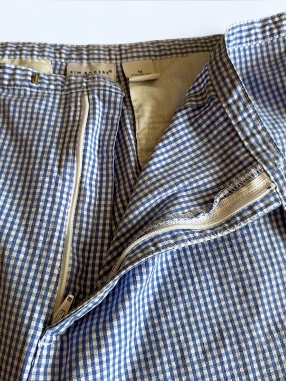 Women’s blue gingham capris by Kim Rogers, straight leg, cotton/spandex, Sz 12 - Picture 4 of 8